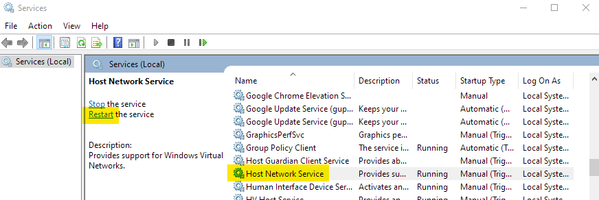 Windows Host Network Service 服务